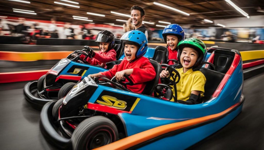 Family enjoying go-karting at SB Raceway Indoor Karting